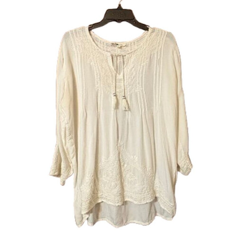 L'affaire Embroidered Tunic Top Womens Size Large Long Sleeve India